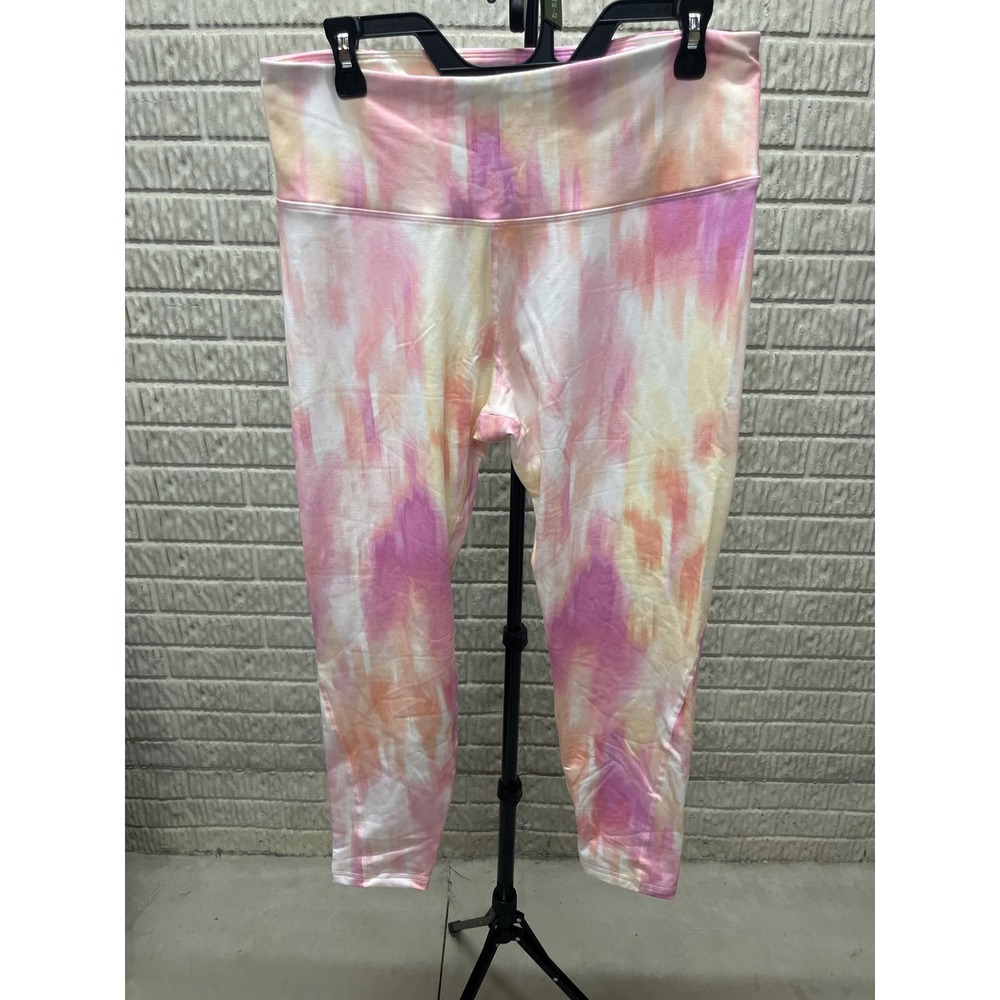 Old Navy Active Pink Orange Watercolor Tie Dye High Waisted Leggings XL